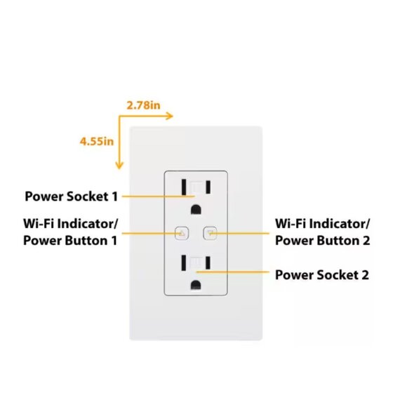 NIB HUBSPACE Smart 15 Amp 120-Volt Tamper Resistant White Duplex Outlet - Picture 3 of 8